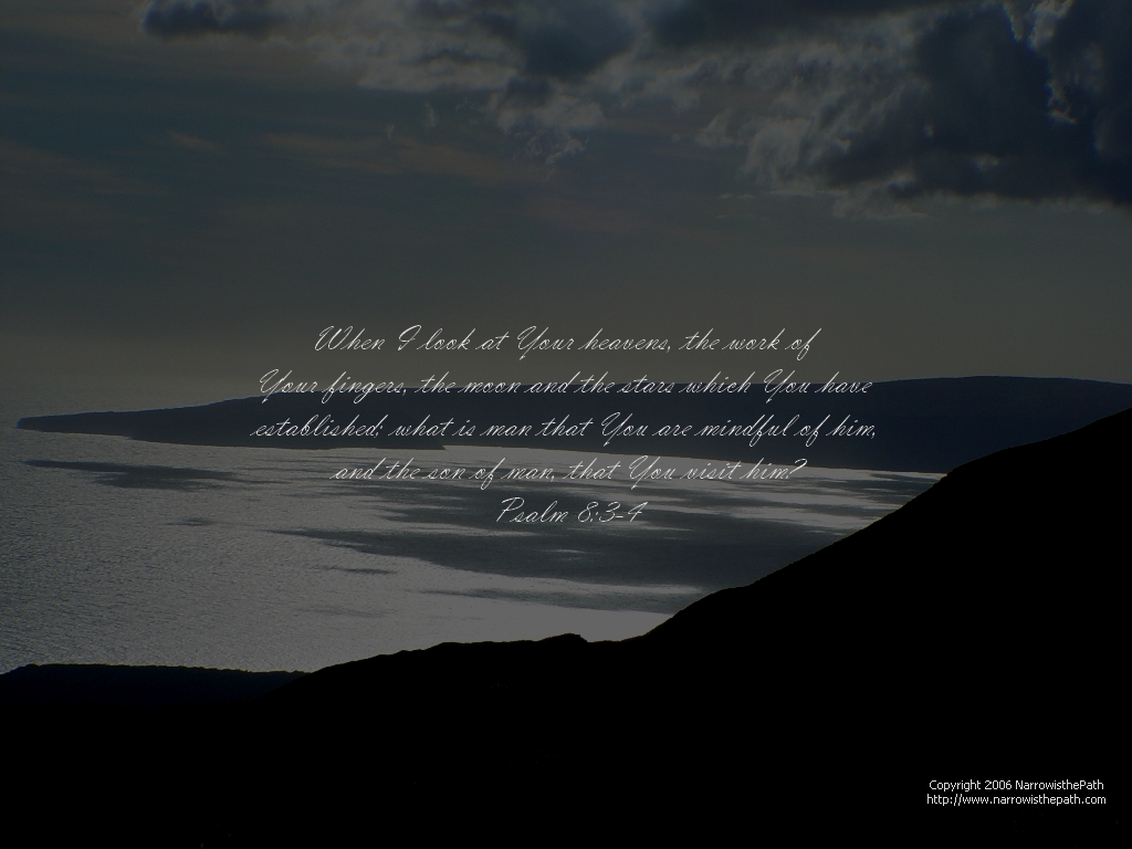 Free Christian Wallpaper: Moonlit bay Psalm 8:3-4